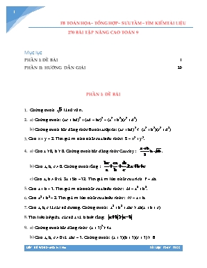270 Bài tập nâng cao Toán 9 - Toán họa
